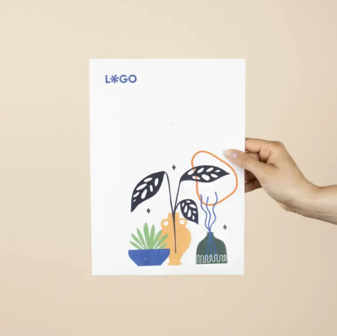 PAPIER À GRAINES : Carte A4. 21×29,7 cm.