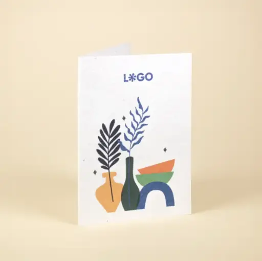 PAPEL PLANTABLE: Díptico A5. Cerrado: 14,8 x 21 cm.