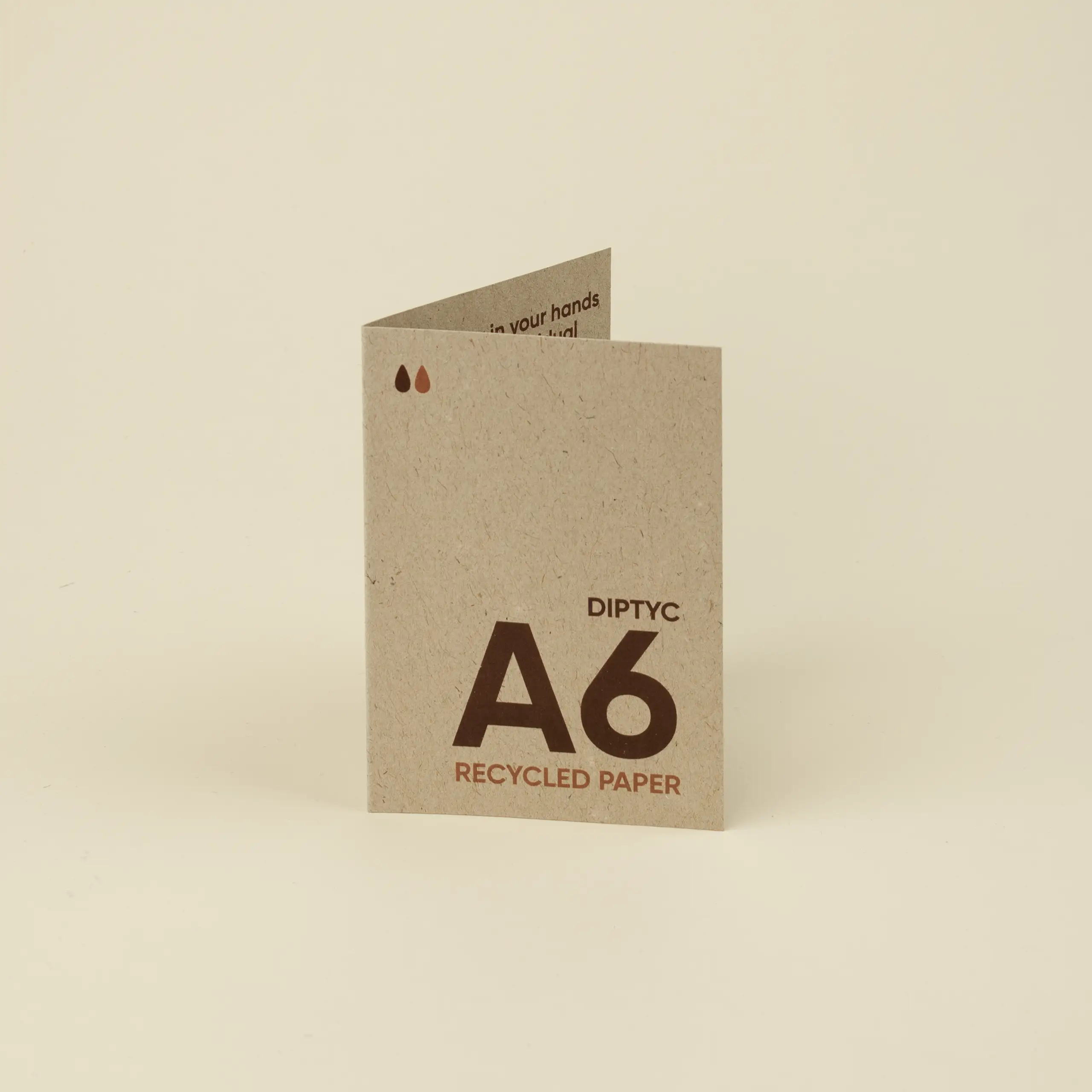 RECYCLED PAPER: A6 Diptych. Closed: 10,5 x 14,8 cm.