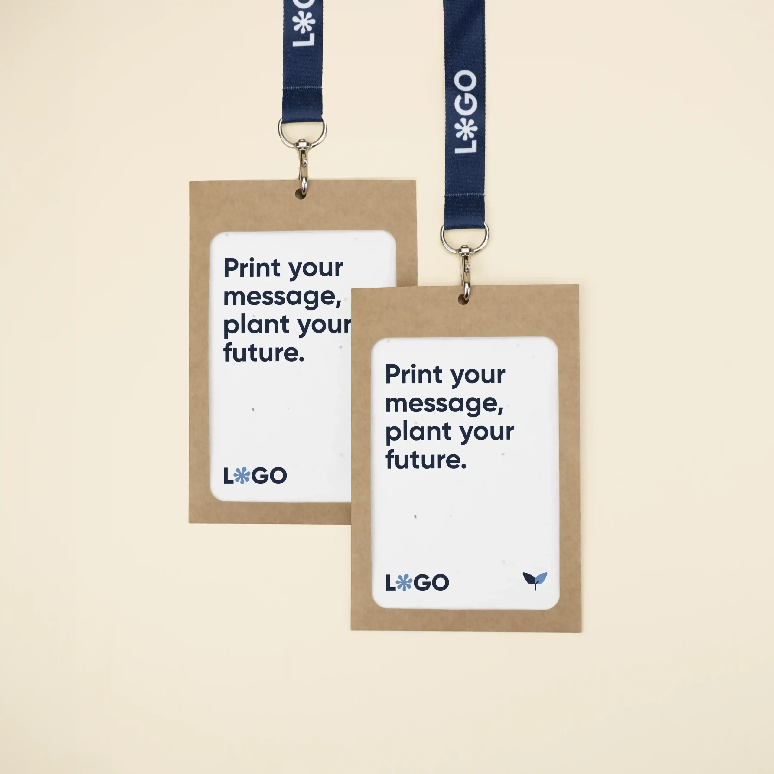 [12010] EVENT KIT: A6 recycled paper flyer (Full color printing 1 side) + Badge holder KASE 0/0 (13x9cm, kraft, no printing) + rPET lanyard COLLIN (Full color printing 2 sides)